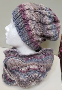 Cabled Hat & Lace Cowl Set