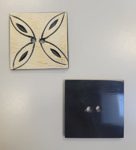 Decorative Square Faux Wood Button