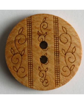 Etched Flower Wood Button