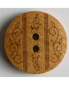 Etched Flower Wood Button