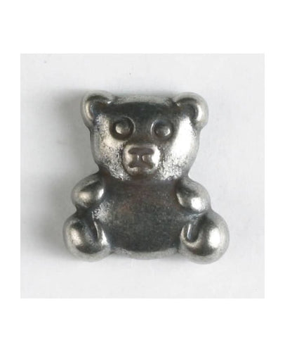 Silver Teddy Bear Button