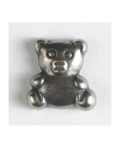 Silver Teddy Bear Button