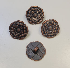 Antique Brass Full Metal Flower Button