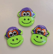 Painted Wood Animal Face Button