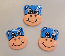 Painted Wood Animal Face Button