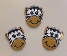 Painted Wood Animal Face Button