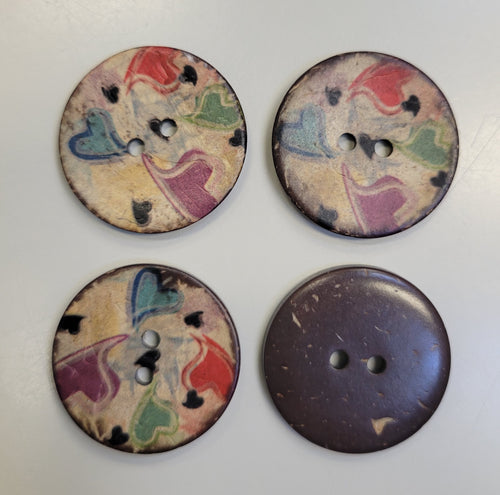 Large Coconut Hearts Button