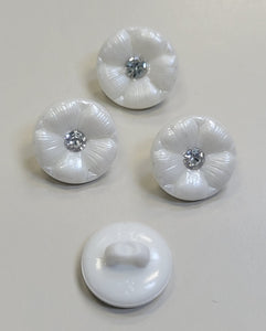 White Button w/ Rhinestone Center