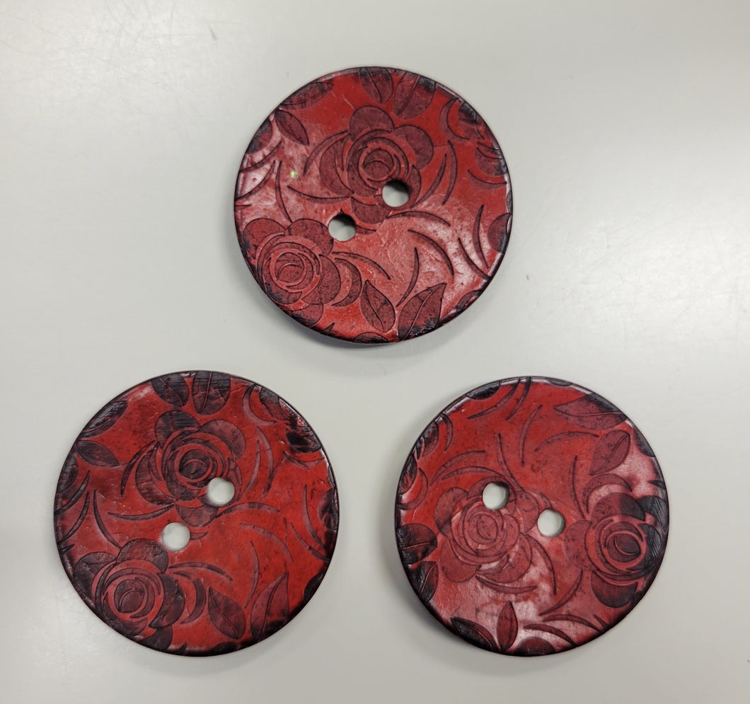 Red Coconut Rose Button