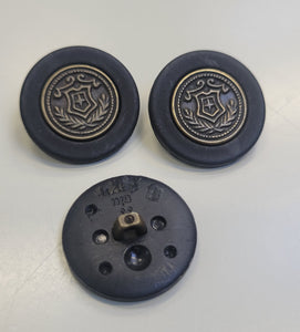 Button w/ Decorative Metal Emblem Design
