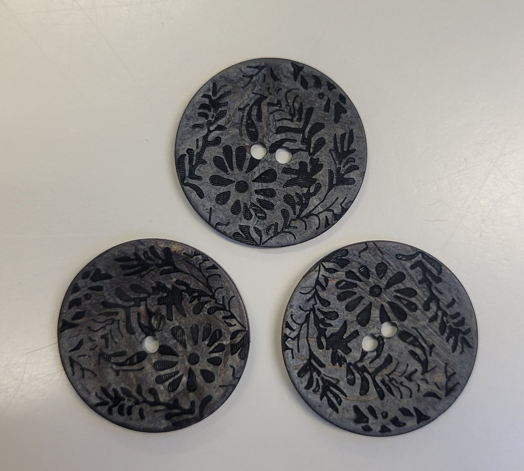 Gray Coconut Flowers Button