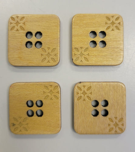 Wood Square Button w/ Color