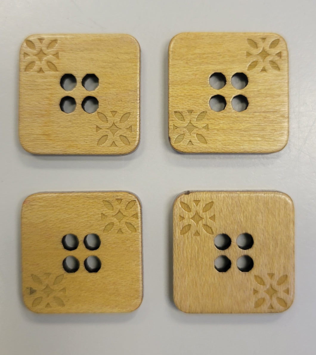 Wood Square Button w/ Color