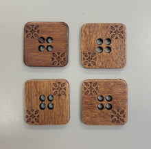 Wood Square Button w/ Color