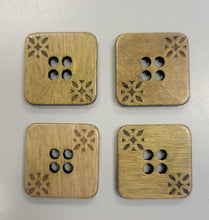 Wood Square Button w/ Color