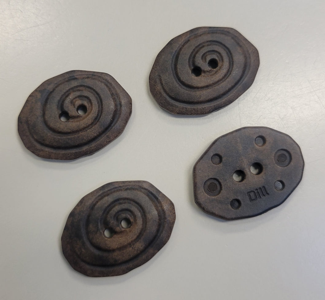 Dark Wood Oval Button