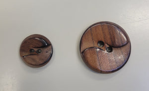 Wood Yin Yang Button