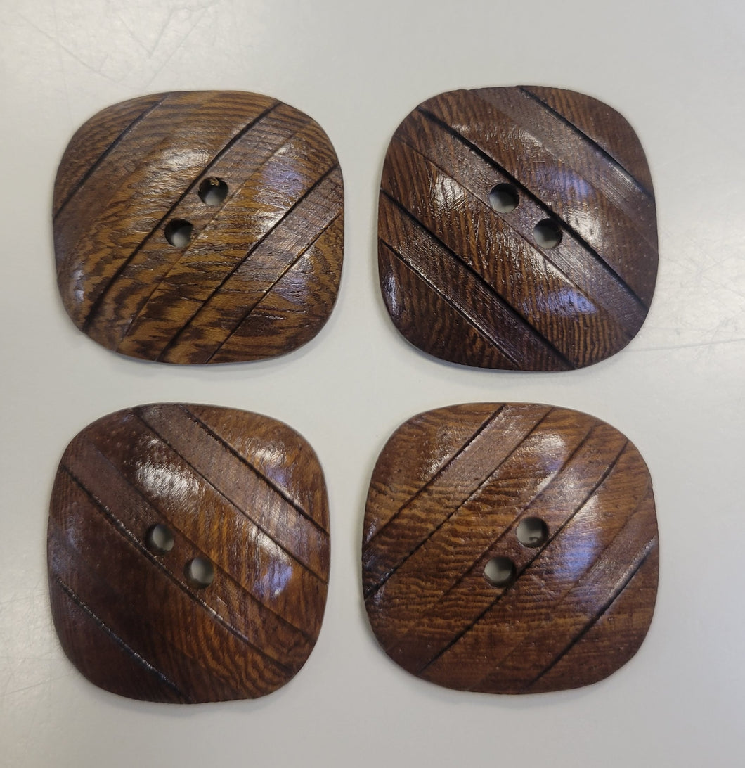 Wood Grooved Square Button