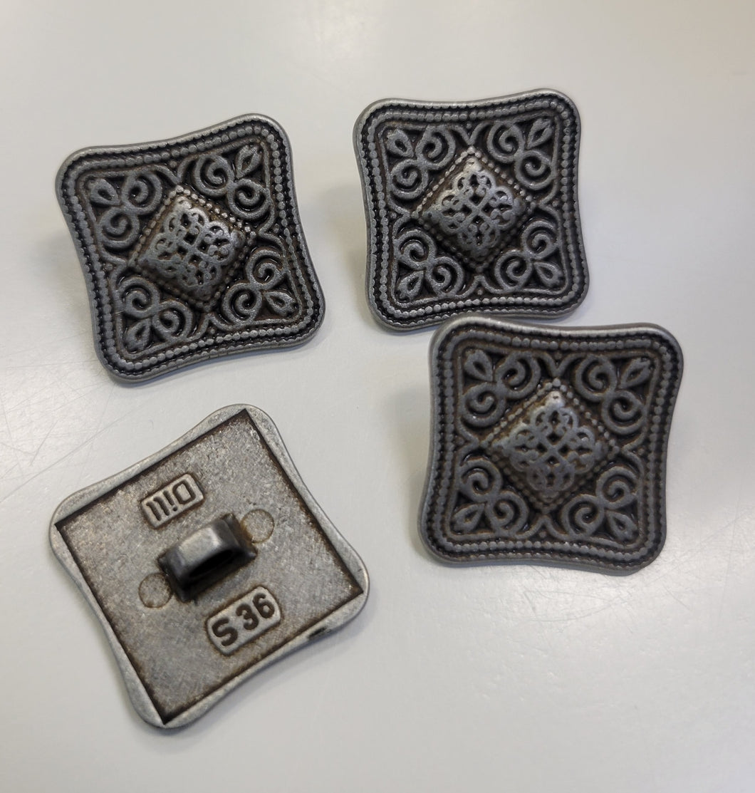 Full Metal Etched Square Button