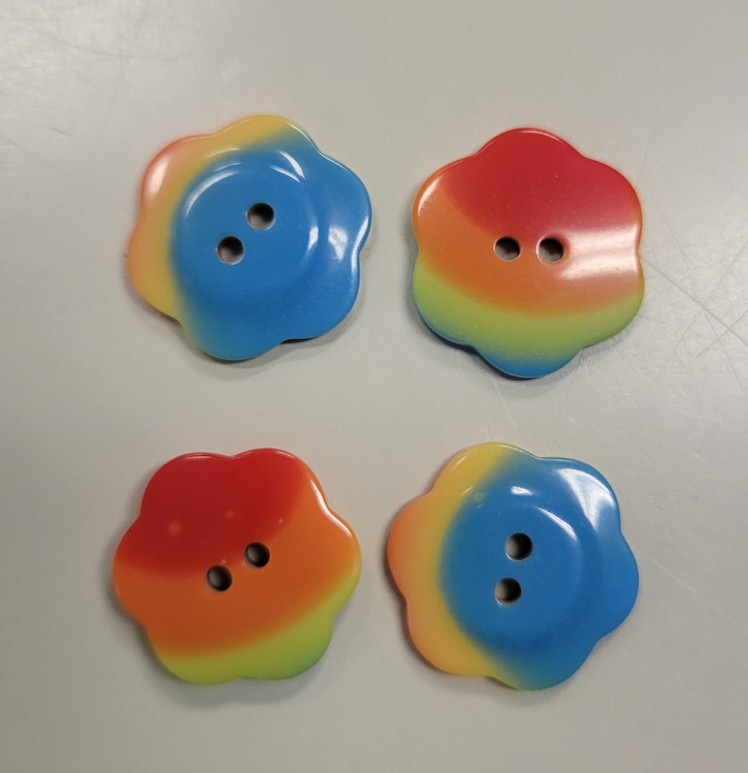Red Rainbow Flower Button