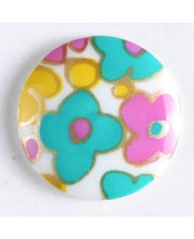Small Printed Round Flower Button