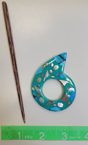 Teal Shell Shawl Pin