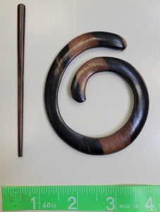 Tiger Ebony Spiral Shawl Pin