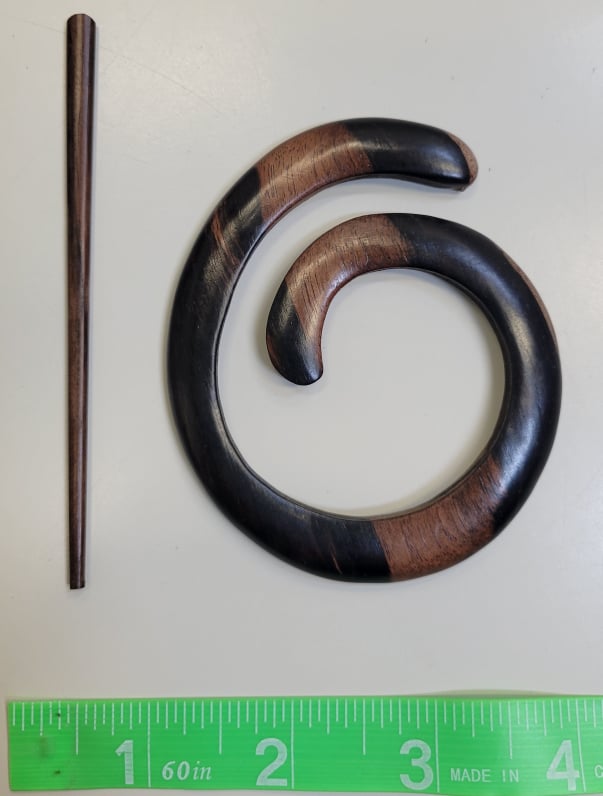 Tiger Ebony Spiral Shawl Pin