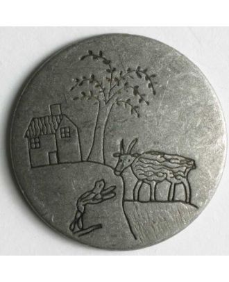 Full Metal Round Antique Tin Scenery Button
