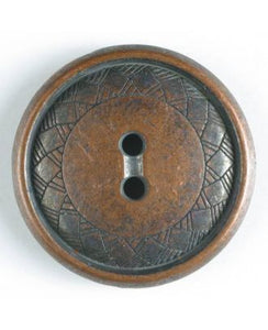 Antique Metal Round Button w/ Etched Design