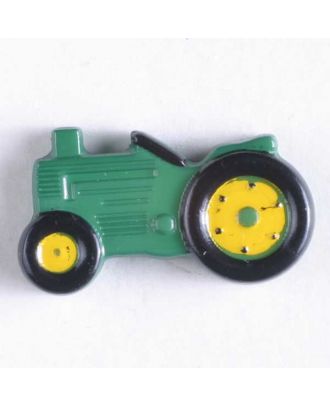 Green Tractor with Yellow Tires Button