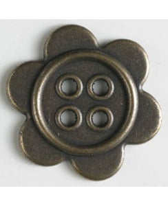 Flat Metal Flower Button w/ 4 Holes