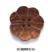 Brown Dark Wood Flower Button