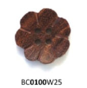 Brown Dark Wood Flower Button