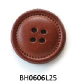 Brown Leather Round Button