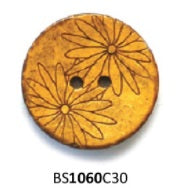 Daisy Etched Coconut Button