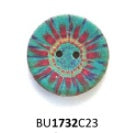 Coconut Tye Dye Teal & Red Button-Small