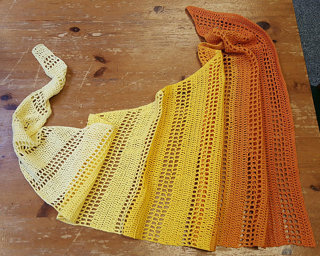 Crocheted Cotton Ombre Shawl