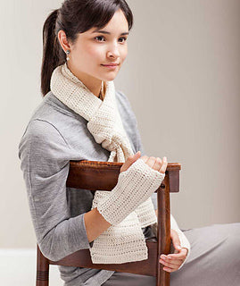 Crocheted Sampler Scarf & Handwarmers Pattern
