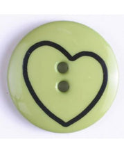 Small Round Color Button w/Black Heart Outline