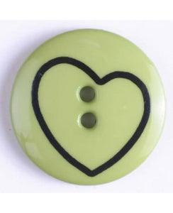 Small Round Color Button w/Black Heart Outline