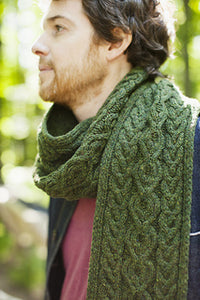 Guilder Cabled Scarf with Ribbed Trim Pattern