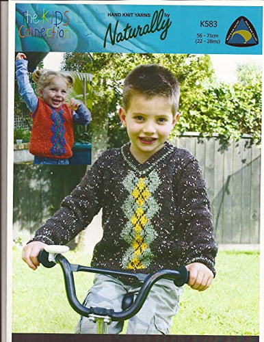 K583-Argyle V-Neck Sweater or Pullover Pattern