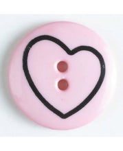 Small Round Color Button w/Black Heart Outline