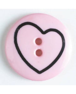 Small Round Color Button w/Black Heart Outline