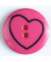 Small Round Color Button w/Black Heart Outline