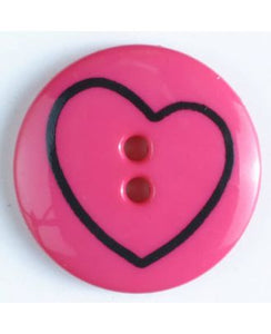 Small Round Color Button w/Black Heart Outline