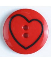 Small Round Color Button w/Black Heart Outline