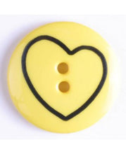 Small Round Color Button w/Black Heart Outline